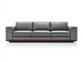 3 Sitzer Sofa Echtleder 260x95x85 cm - Grau - Modernes Design mit Holzsockel