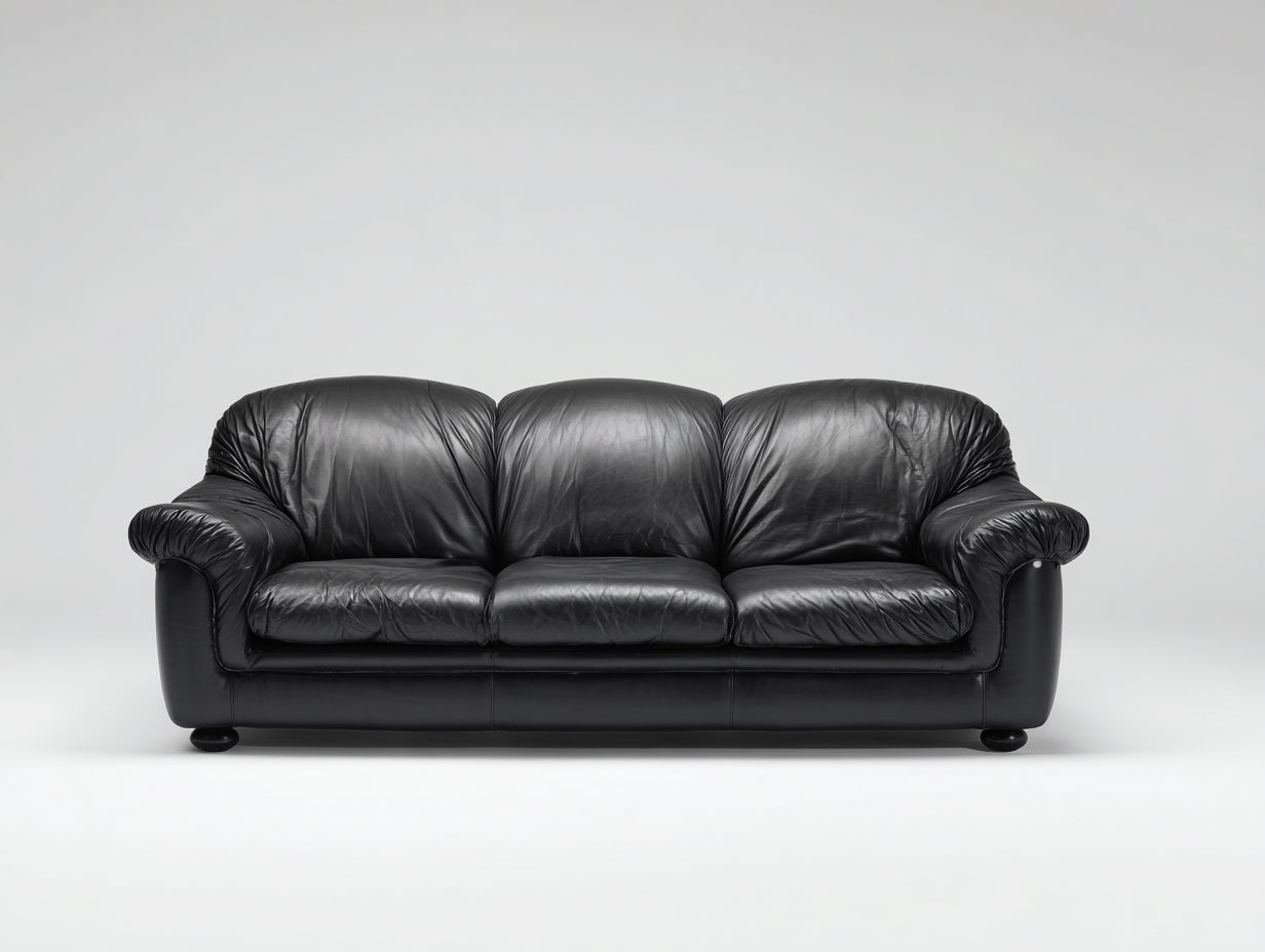 3 Sitzer Sofa Echtleder 240x90x85 cm - Schwarz - Klassisches Design und Komfort