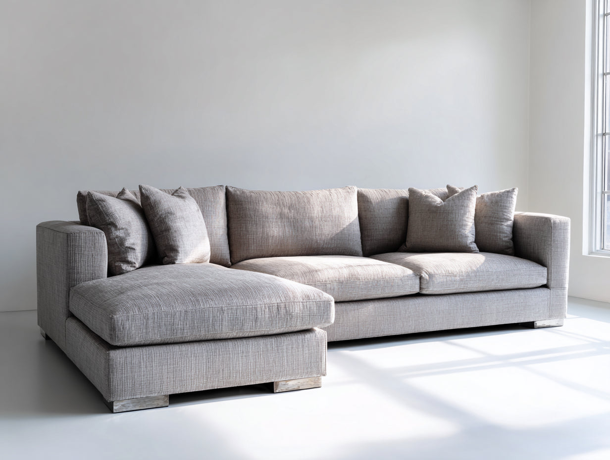 Ecksofa 300 x 180 x 85 cm - Stoffsofa mit weicher Polsterung - Hellgraue Wohnlandschaft im modernen Stil für Wohnzimmer