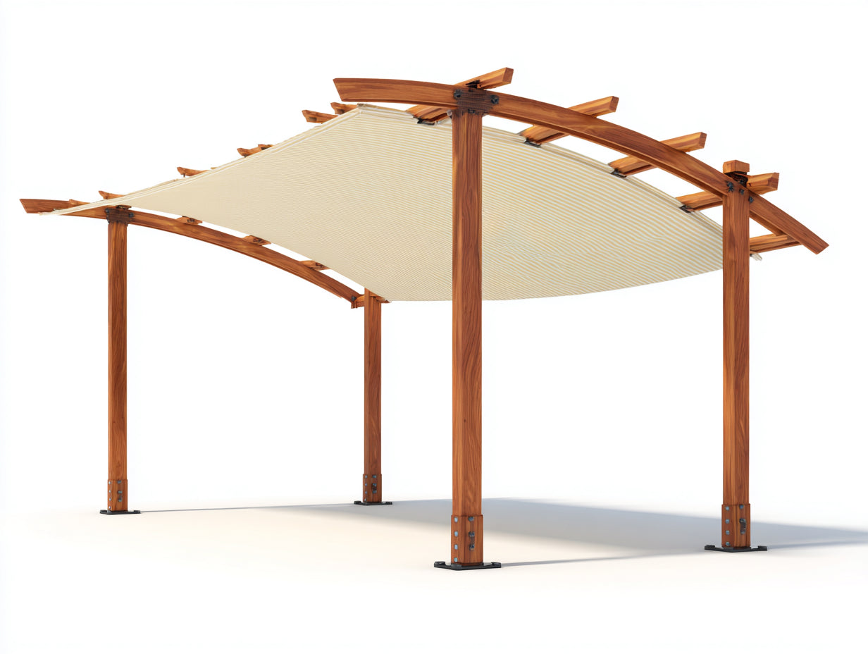 Pavillon Holz 400x300x250 cm - Braun Beige - Moderner Gartenpavillon mit Sonnendach
