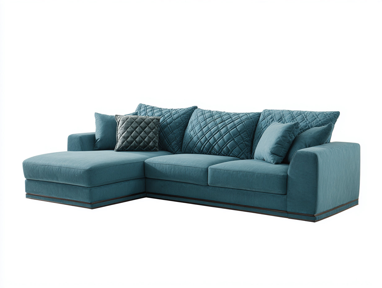 Ecksofa Stoff 320x180x85 cm - Blau - Modernes Ecksofa mit großzügiger Sitzfläche