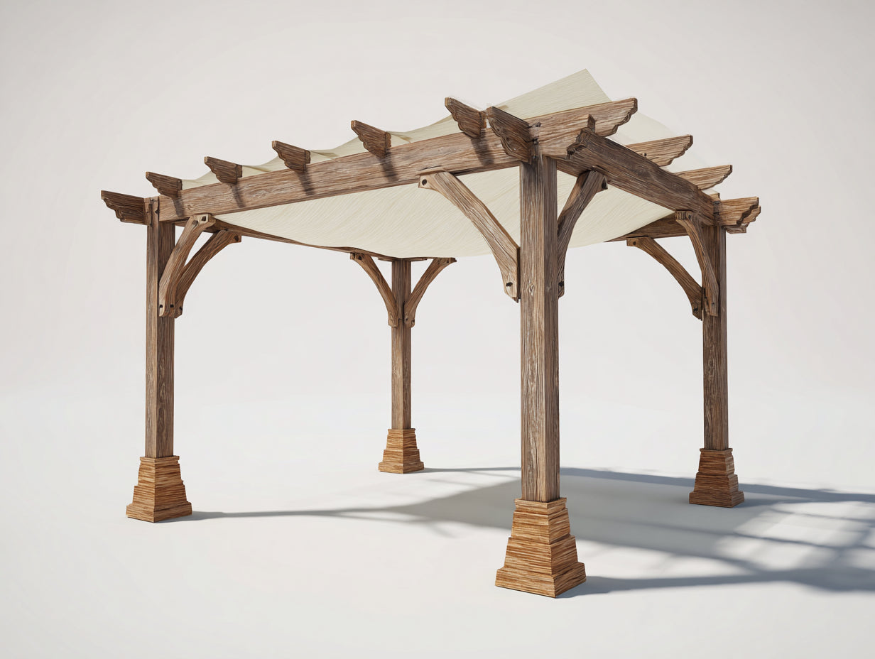 Pavillon Holzrahmen 350x300x260 cm - Braun - Gartenpavillon mit Überdachung