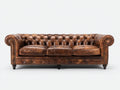 3 Sitzer Sofa Echtleder 240x90x85 cm - Braun - Chesterfield Design und Komfort
