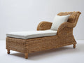 Sonnenliege Polyrattan 200x75x85 cm mit Polsterauflage in Naturfarbe für Garten Terrasse und Außenbereich Klassisches Design