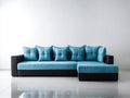 Ecksofa Stoff 300x180x85 cm - Blau - Modernes Design mit Ottomane