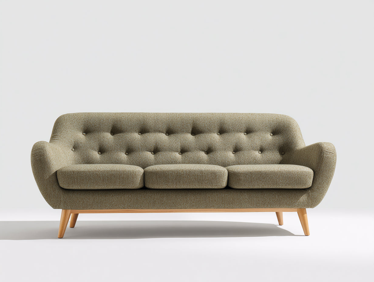 3 Sitzer Sofas 220 x 85 x 78 cm - Stoffsofa mit Polsterung - Hellgrünes Sofa im modernen Stil für Wohnzimmer