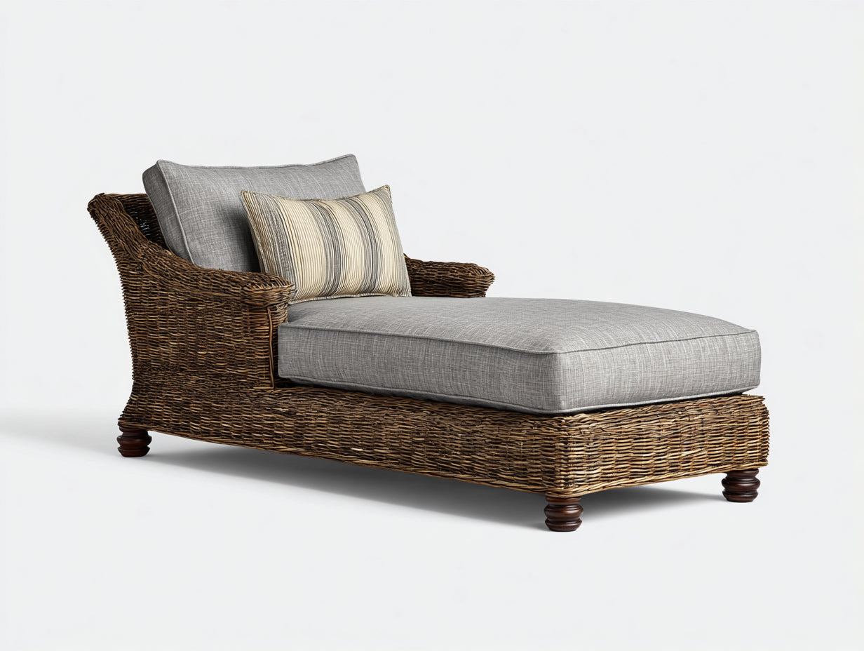 Sonnenliege Polyrattan 220x85x80 cm - Braun und Grau - Modernes Gartendesign