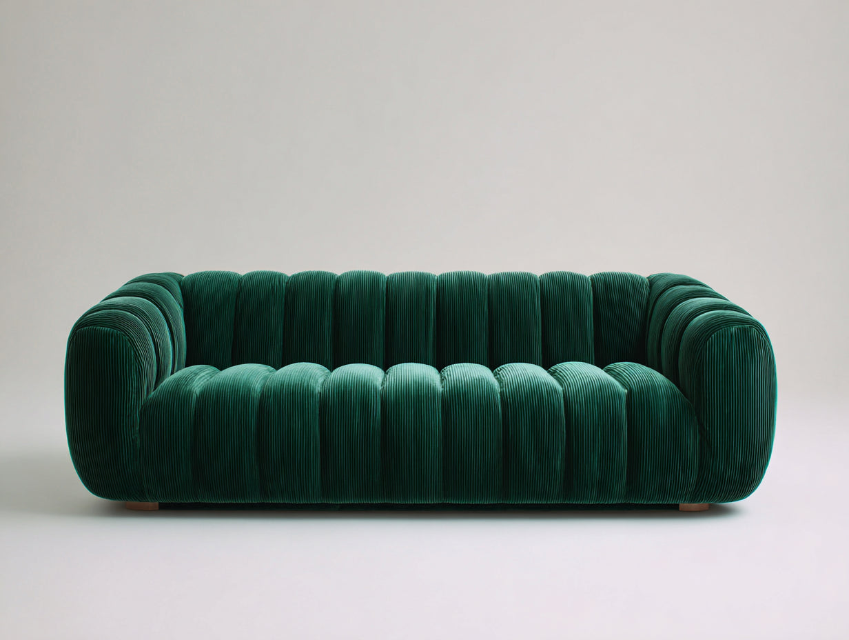 3 Sitzer Sofas Cordstoff 230x90x75 cm - Dunkelgrün - Modernes Dreisitzer Sofa mit weicher Polsterung