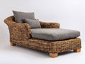 Sonnenliege 210 x 80 x 75 cm - Gartenliege aus Polyrattan mit Polsterauflage - Braune Liege mit grauer Auflage für Außenbereiche