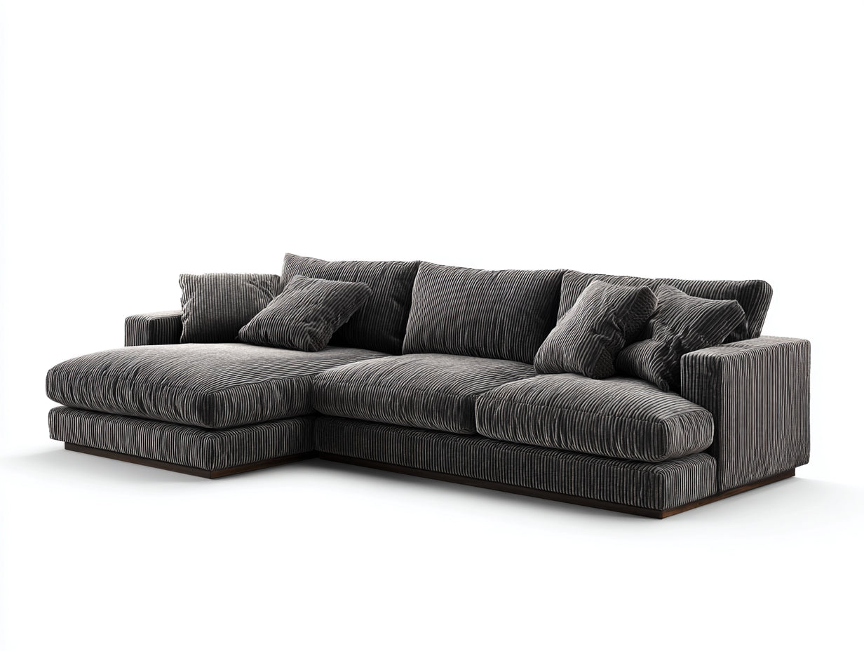 Ecksofa Cordstoff 320x220x85 cm - Dunkelgrau - Modernes Design