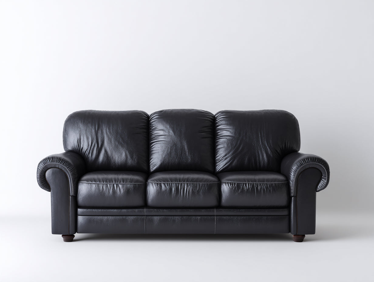 3 Sitzer Sofas Leder 230x95x85 cm - Schwarz - Klassisches Dreisitzer Sofa mit weicher Polsterung