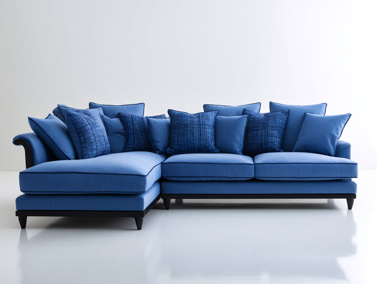 Ecksofa Stoff 330x190x85 cm - Blau - Modernes Ecksofa mit großzügiger Sitzfläche