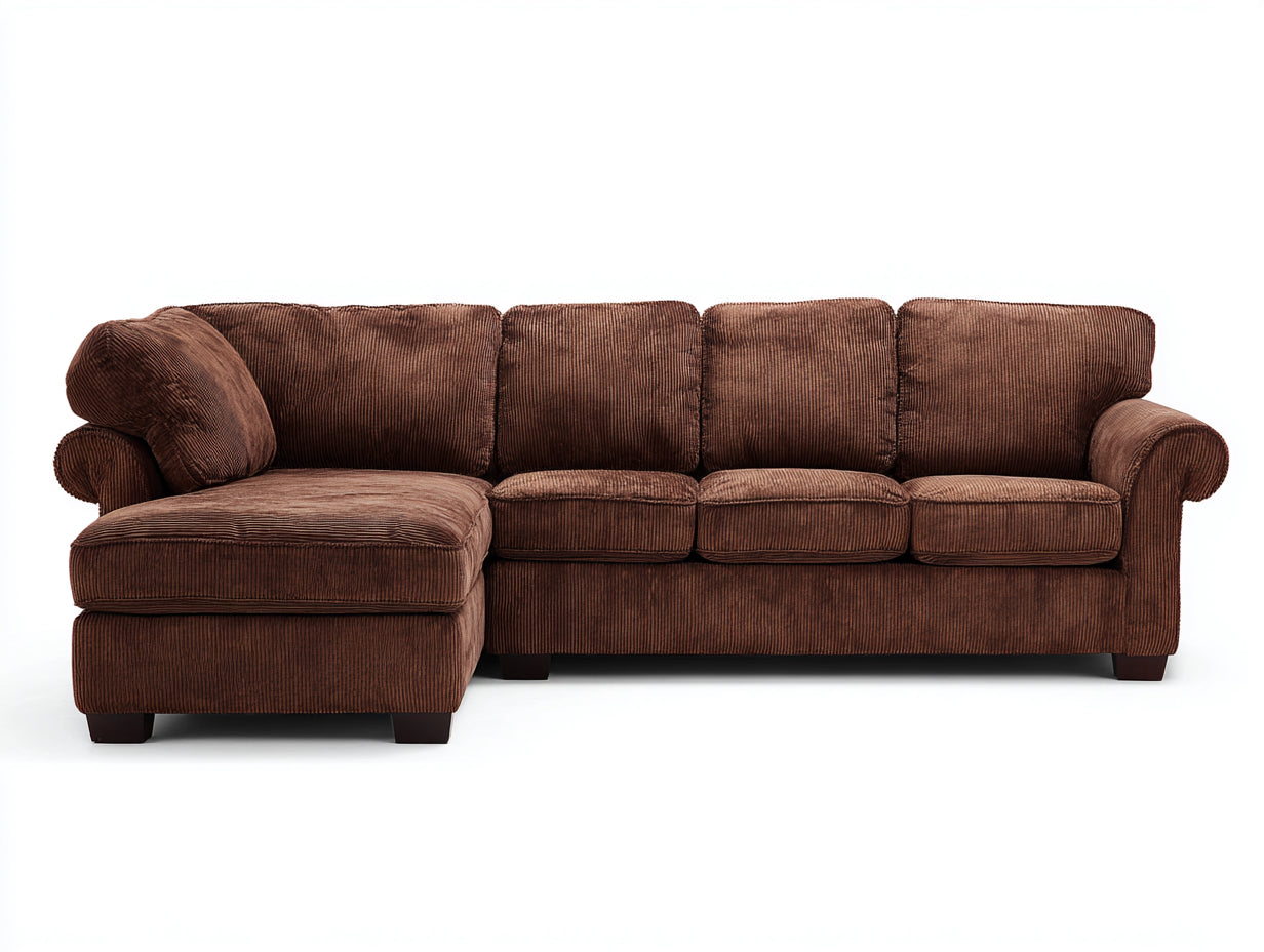 Ecksofa Cordbezug 320x220x85 cm - Braun - Modernes Design
