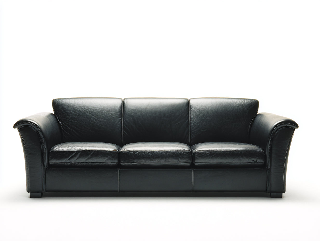 3 Sitzer Sofa Echtleder 240x90x85 cm - Schwarz - Klassisches Design und Komfort