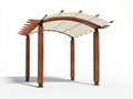 Pavillon 350 x 300 x 260 cm - Gartenpavillon mit Holzrahmen und Stoffdach - Braun Weißes Design für Garten und Terrasse