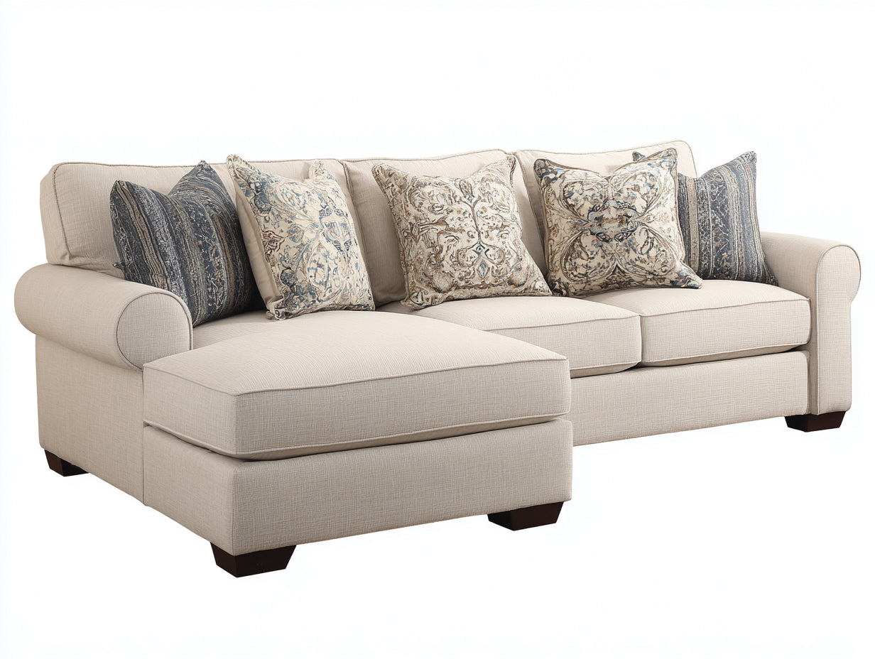 Ecksofa 300 x 180 x 85 cm - Stoffsofa mit Polsterung - Beige Sofa im modernen Stil für Wohnzimmer