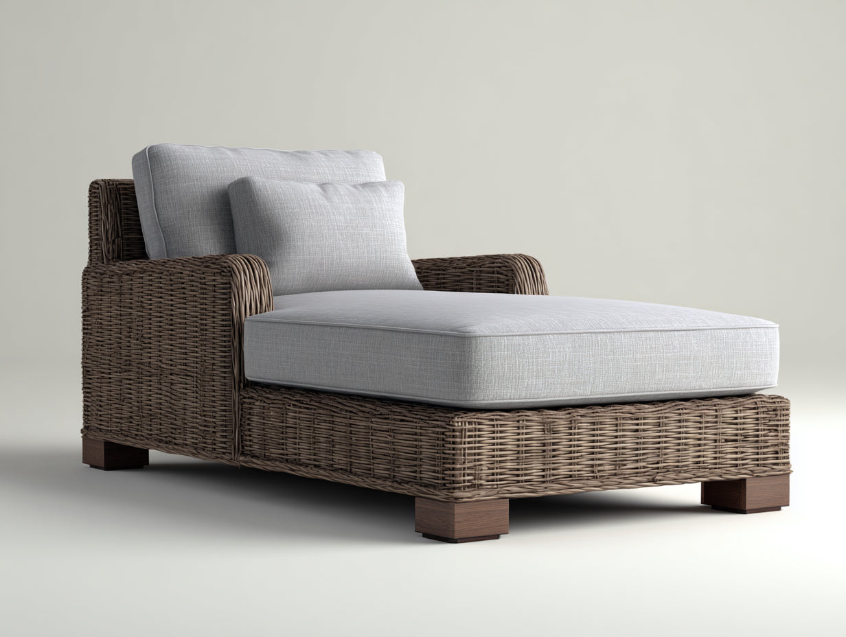 Sonnenliege Polyrattan 220x90x85 cm - Grau-Braun - Komfortable Gartenliege