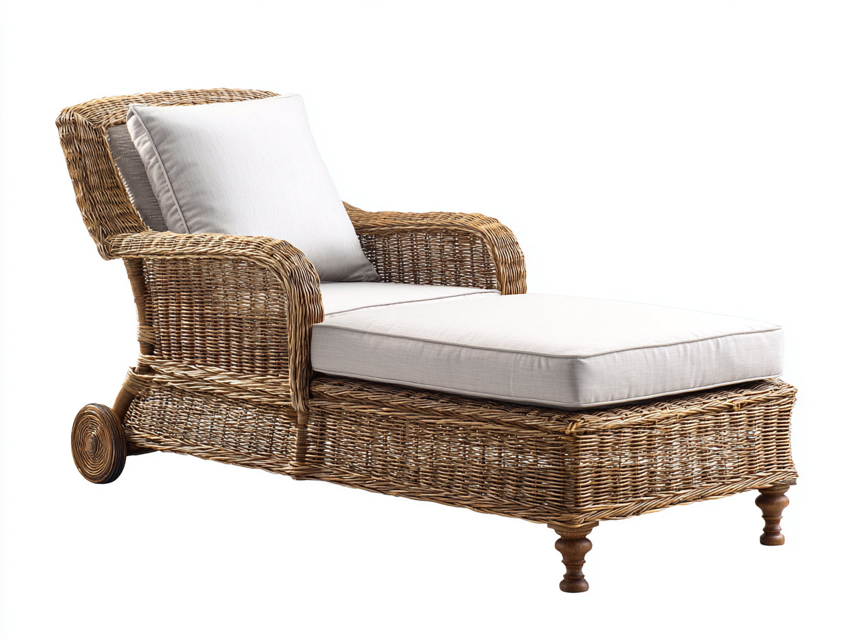 Sonnenliege Polyrattan 220x85x90 cm - Weiß-Braun - Komfortable Gartenliege