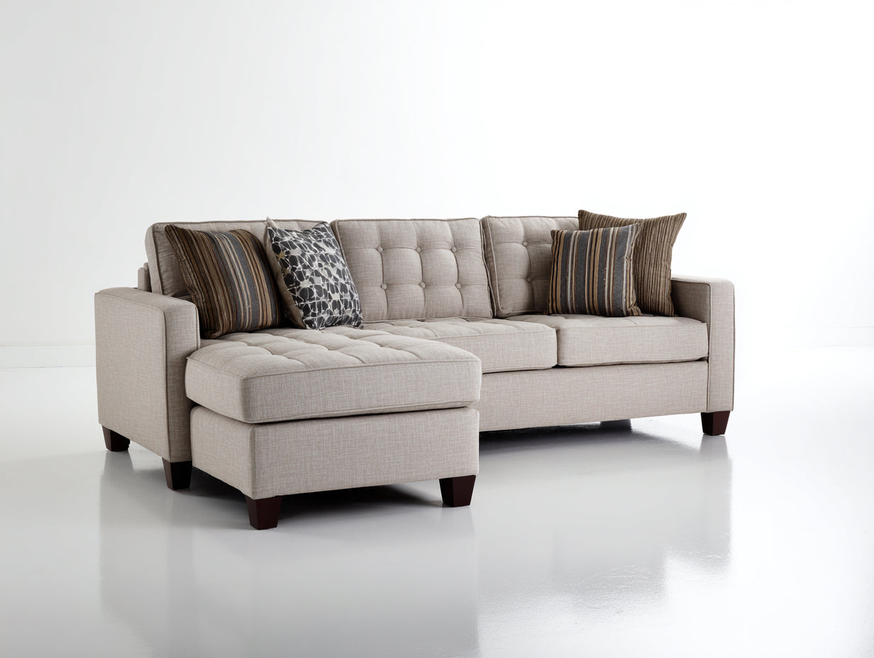 Ecksofa Stoff 280x180x85 cm - Beige - Modernes Design mit Ottomane