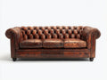 3 Sitzer Sofas Leder 240x95x80 cm - Antik Braun - Chesterfield Dreisitzer Sofa mit Knopfheftung